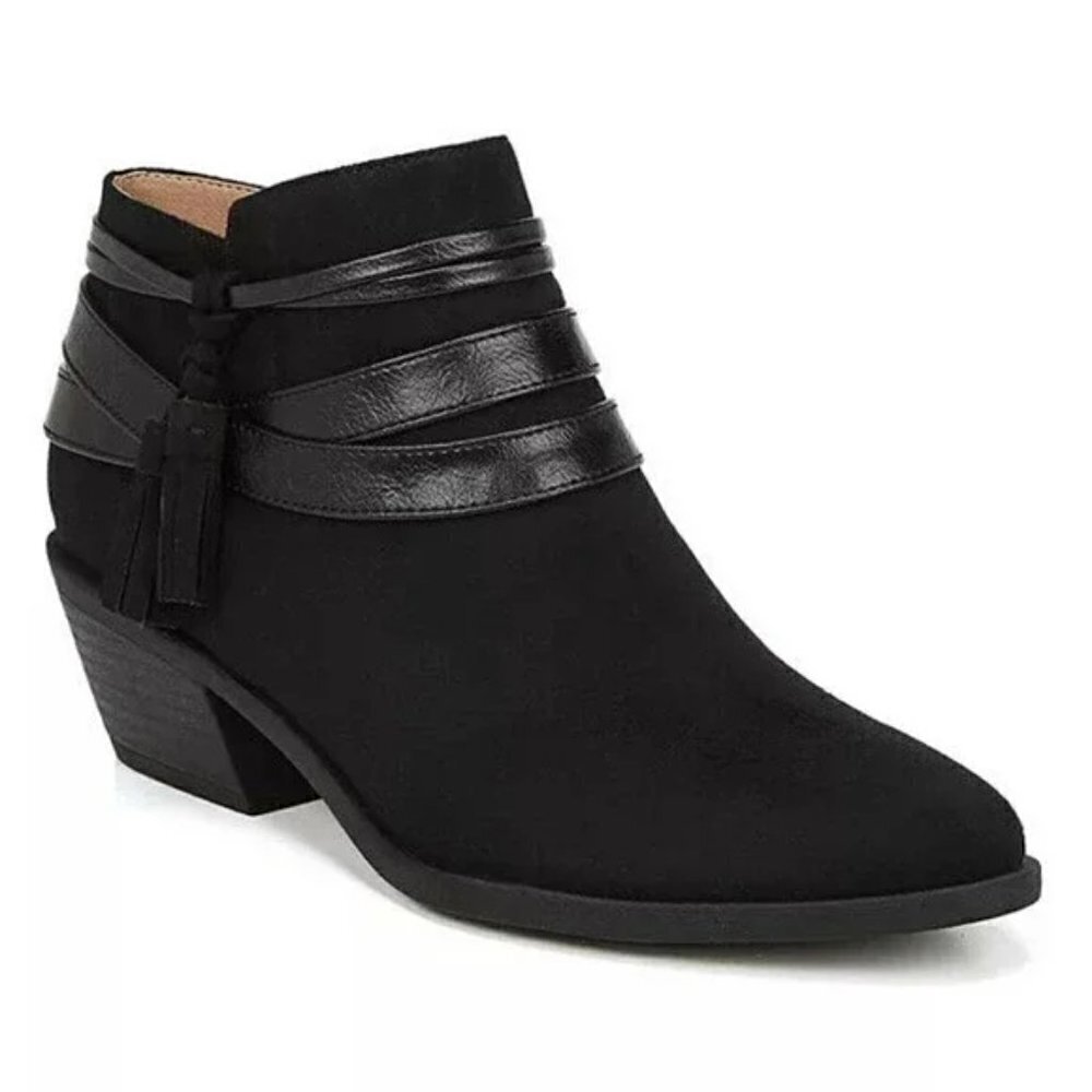 LifeStride Paloma Microsuede Zipper Ankle Boots Booties Shoes Black Womens 8M